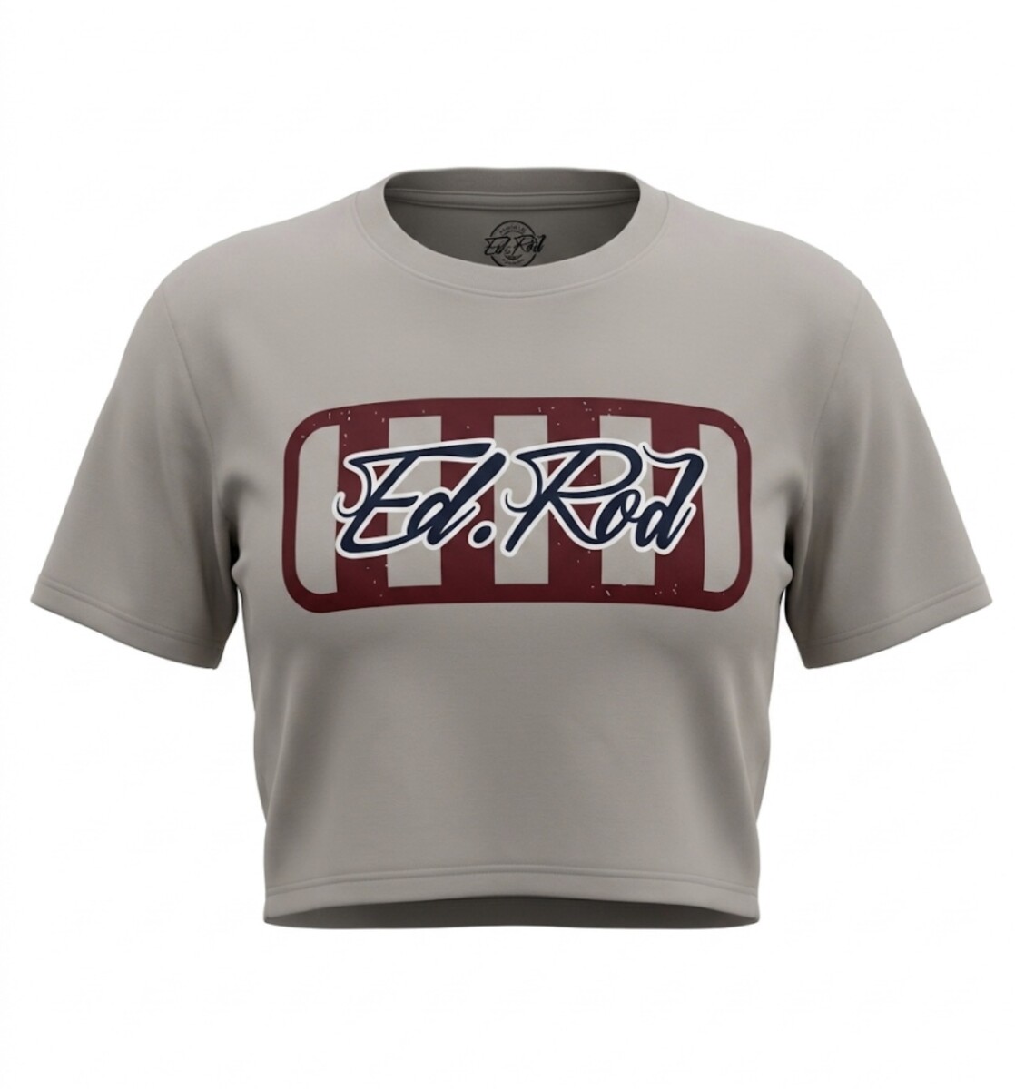 Ed Rod Signature Stripe Oversized Crop Tee – Stone Gray Edition - Image 2
