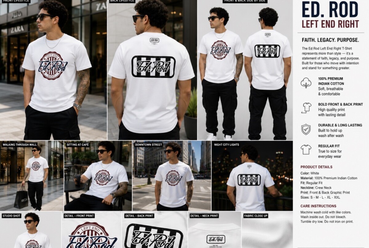 Ed Rod Left End Right – Dual Crest Signature T-Shirt - Image 4