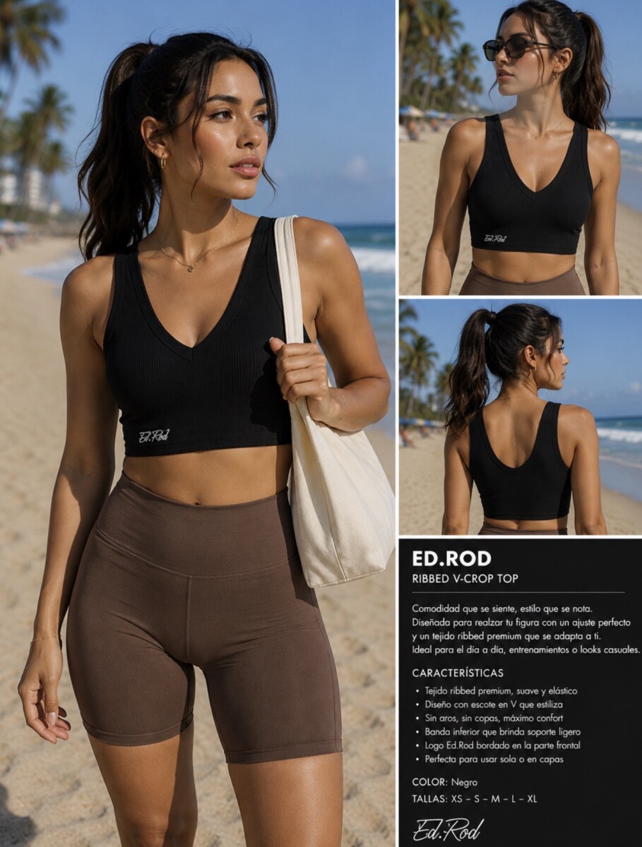 Ed Rod Essential V-Crop Top – Midnight Black - Image 3