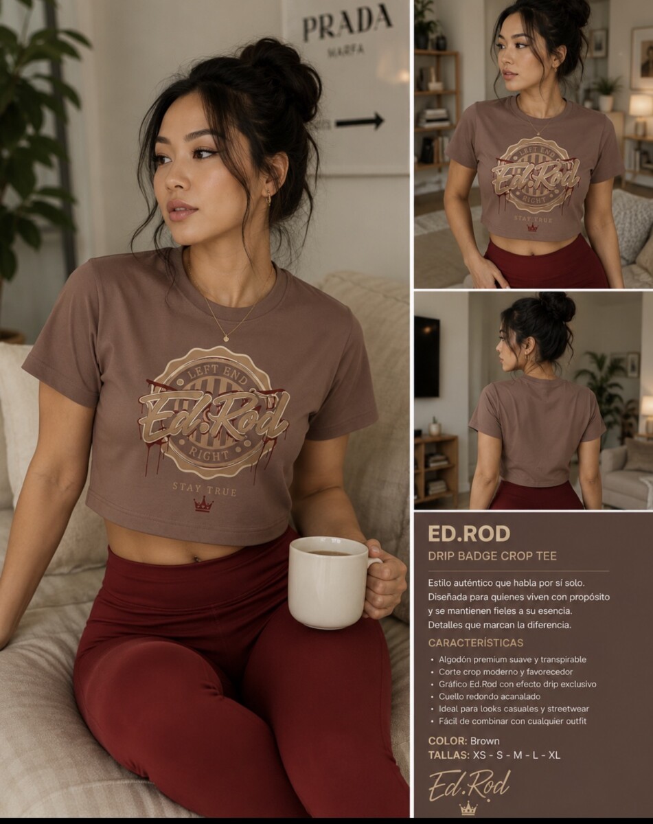 Ed Rod Signature Drip Crop Tee – Mocha Edition - Image 6